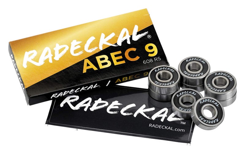 RADECKAL Black ABEC 9 Skateboard Bearings, Skateboards, Longboards, Cruisers, Inline Skates, Roller Skates, Pre-Lubricated, High Precision Rating, Long Lasting (1 Set of 8)â€¦ - Image 1
